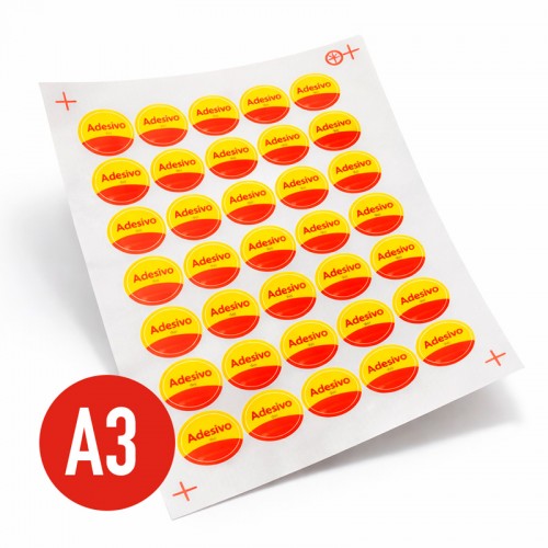 Adesivo em folha A3 com meio corte
